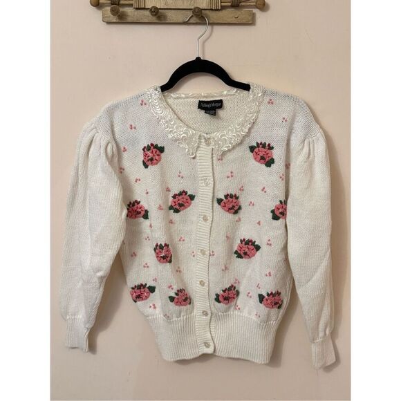 Vintage Floral Coquette Cardigan Sweater S - Picture 3 of 7